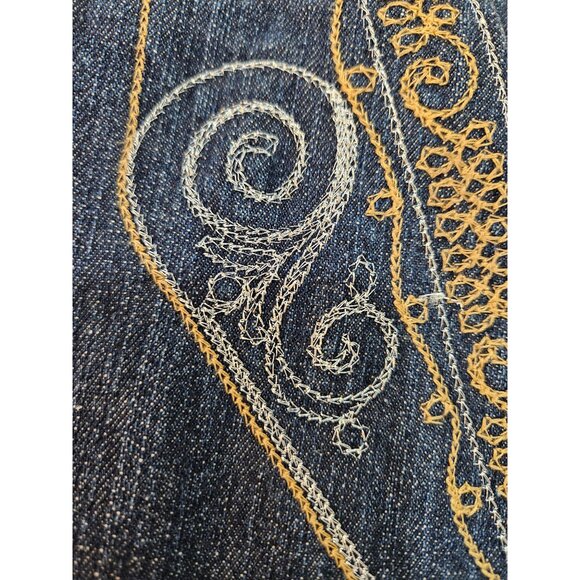 Coldwater Creek Denim Vest Large Embroidered Boho Southwest Festival Art to Wear - Picture 7 of 12